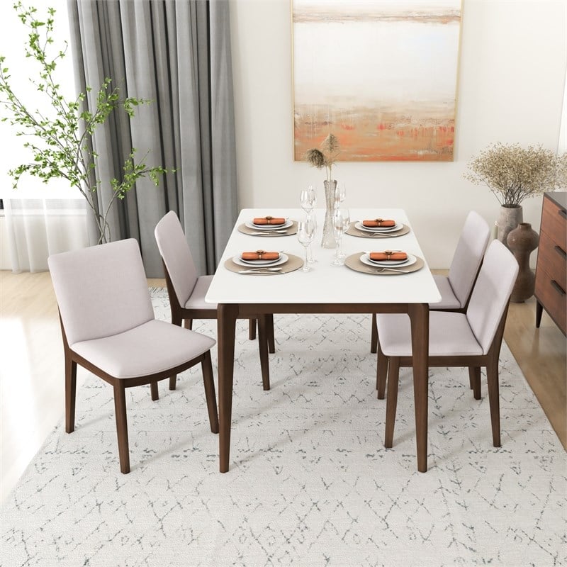 Lexa Mid Century Modern Solid Wood 5 Piece Furniture Set
