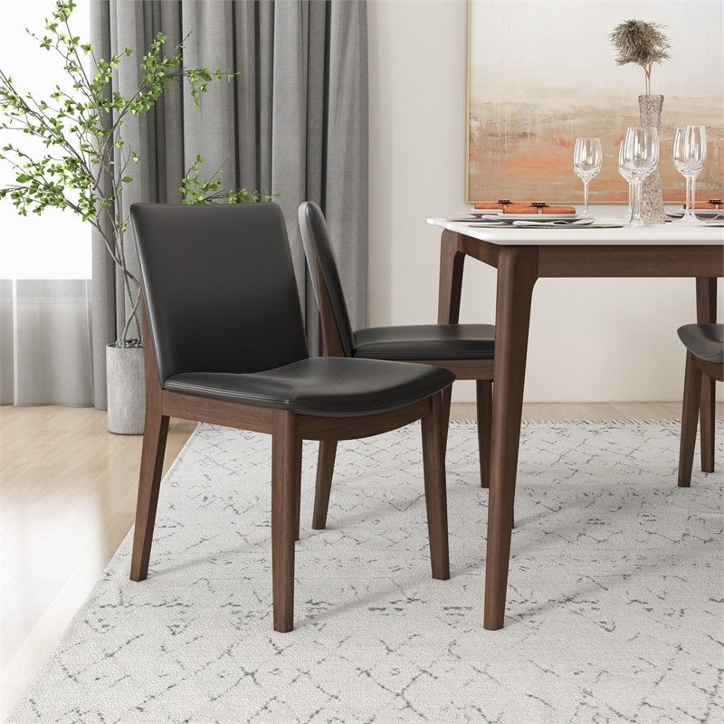 Liana Modern Solid Wood Walnut Dining Room & Kitchen Table and 4 Chair Set