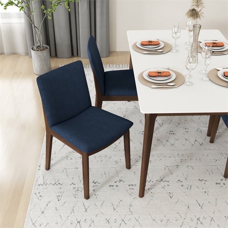 Lilly Modern Solid Wood Walnut Kitchen & Dining Room 5 Piece Furniture Set