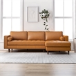 Demi Modern Living Room Top Leather Corner Sectional Couch in Cognac Tan