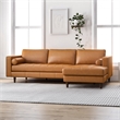 Demi Modern Living Room Top Leather Corner Sectional Couch in Cognac Tan