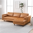 Demi Modern Living Room Top Leather Corner Sectional Couch in Cognac Tan
