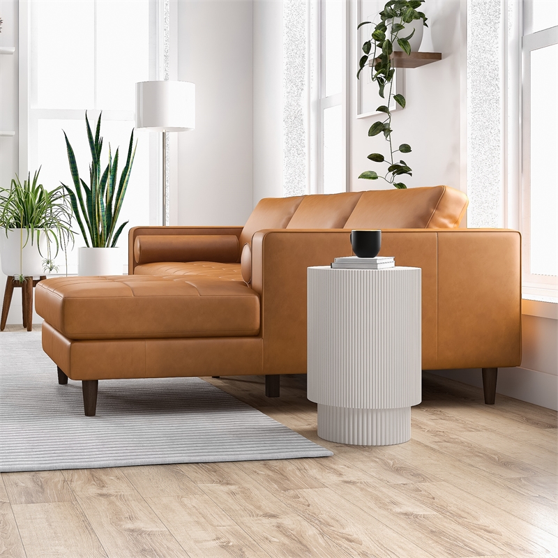 Demi Modern Living Room Top Leather Corner Sectional Couch in Cognac Tan
