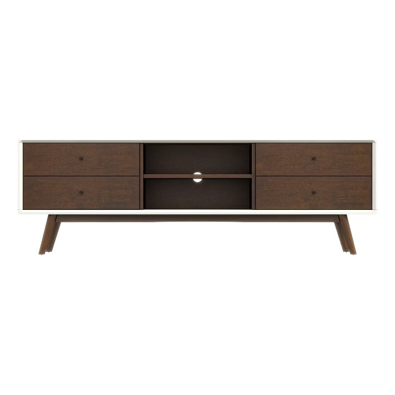 Francesca White Tv Stand With Solid Wood Frame TV Stand with 6 Storage Cabinet