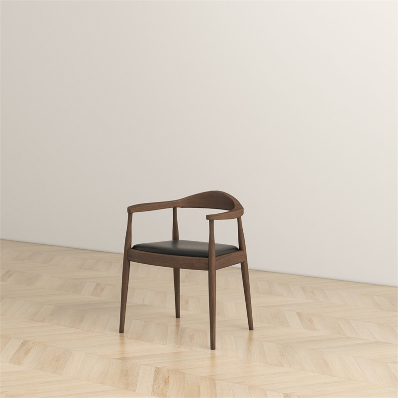 Hartford Mid Century Modern Pu Black Leather Dining Room&Kitchen Chair