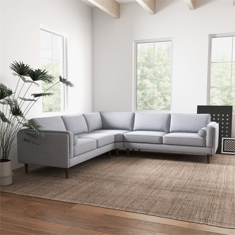 Hudson Light Gray Fabric Modern Living Room Corner Symmetrical Sofa
