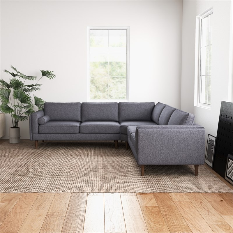 Hudson Dark Gray Fabric Modern Living Room Corner Symmetrical Sofa