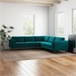 Hudson Turquoise Velvet Modern Living Room Corner Symmetrical Sofa