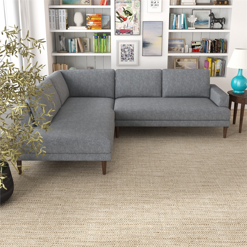 Aplee Gray Fabric Left-Facing Modern Living Room Corner Sectional Couch