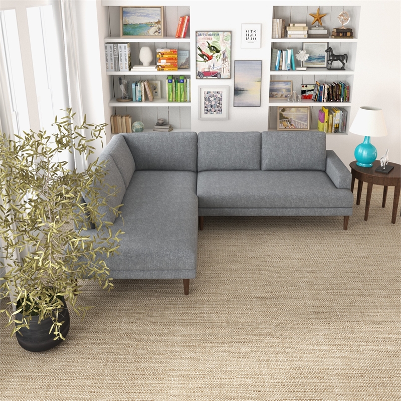 Aplee Gray Fabric Left-Facing Modern Living Room Corner Sectional Couch