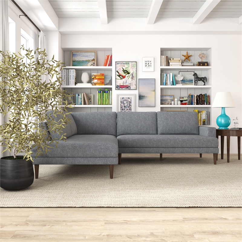 Aplee Gray Fabric Left-Facing Modern Living Room Corner Sectional Couch