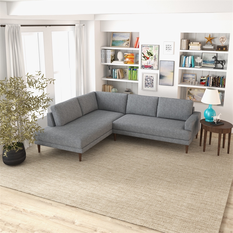 Aplee Gray Fabric Left-Facing Modern Living Room Corner Sectional Couch