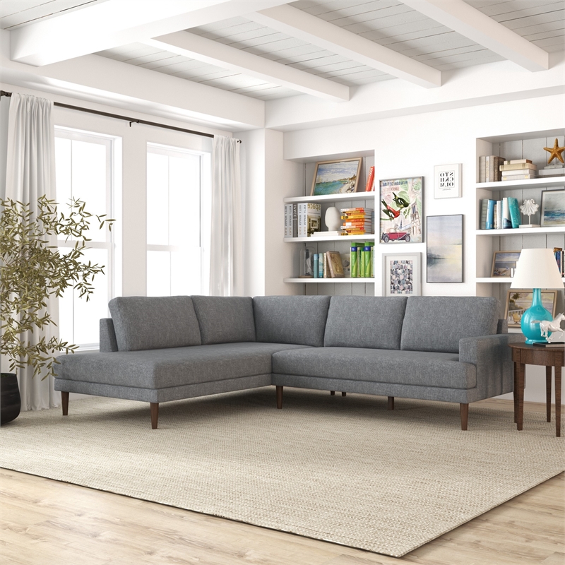 Aplee Gray Fabric Left-Facing Modern Living Room Corner Sectional Couch