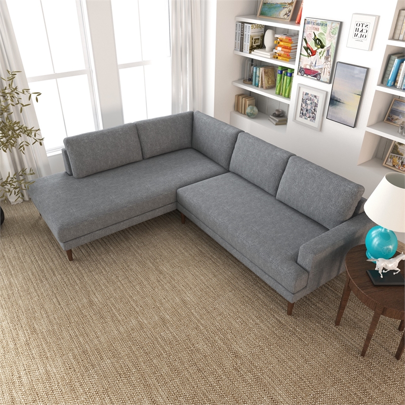 Aplee Gray Fabric Left-Facing Modern Living Room Corner Sectional Couch