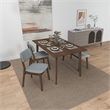 Alberta Modern Solid Wood Walnut Kitchen & Dining Room 4 Piece Furniture Set