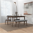Alberta Modern Solid Wood Walnut Kitchen & Dining Room 4 Piece Furniture Set
