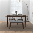 Alberta Modern Solid Wood Walnut Kitchen & Dining Room 4 Piece Furniture Set
