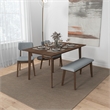 Alberta Modern Solid Wood Walnut Kitchen & Dining Room 4 Piece Furniture Set