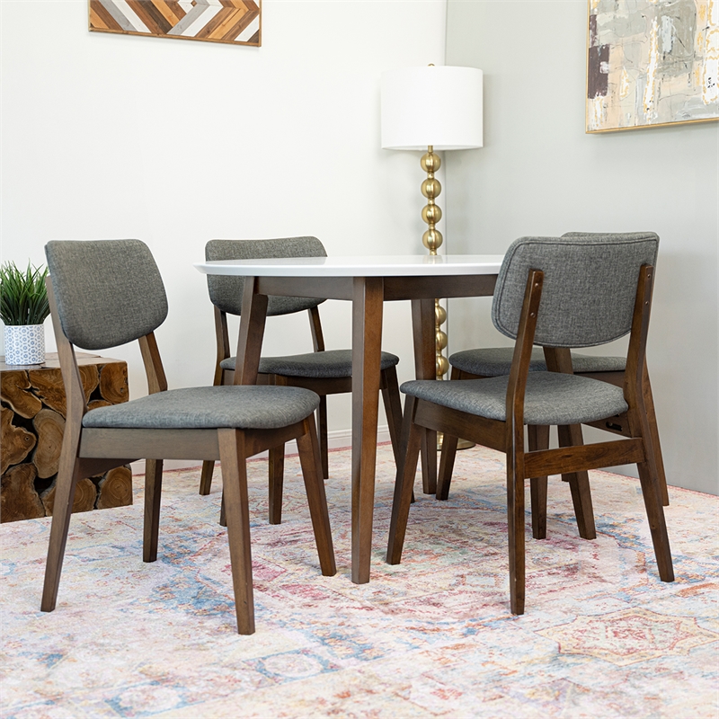 Eleanor Modern Solid Wood Walnut Dining Room & Kitchen Table and Chairs for 4