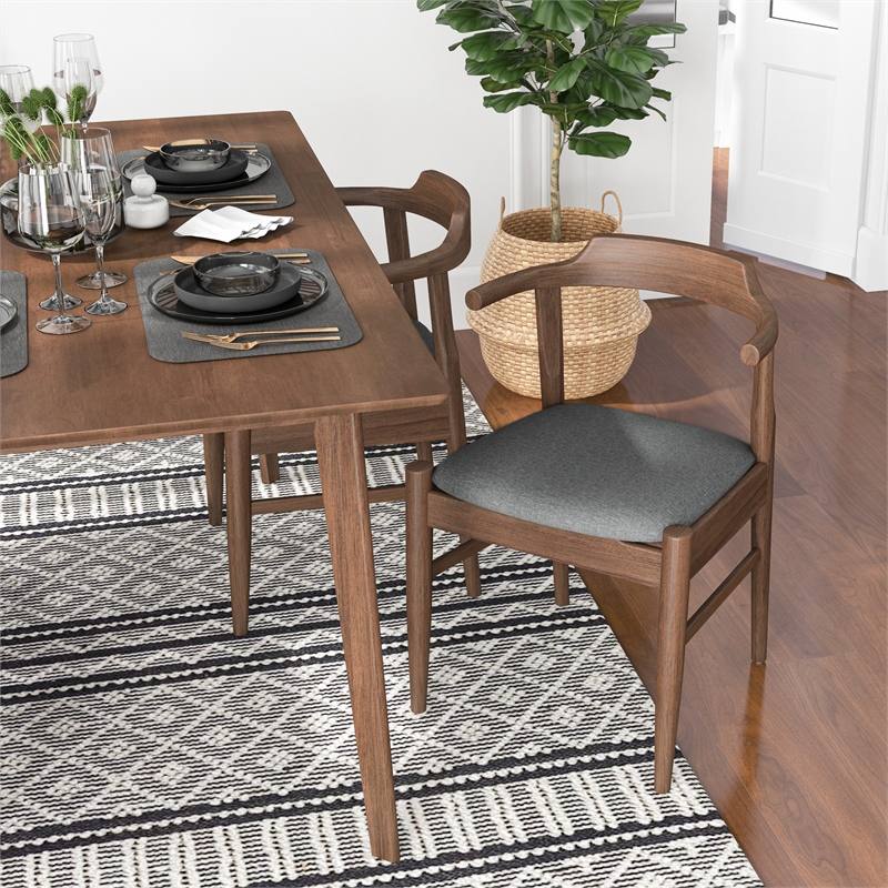 Alma Modern Solid Wood Walnut Dining Room & Kitchen Table and Chair Set of 4
