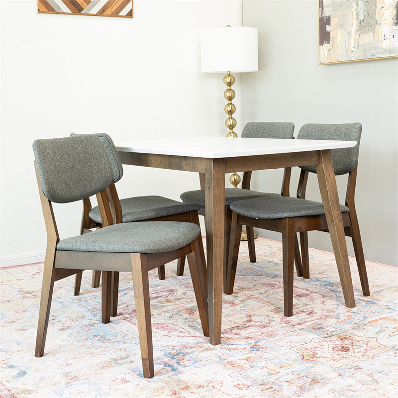 Benson Modern Solid Wood Walnut Kitchen & Dining Room Table and Chairs for 4