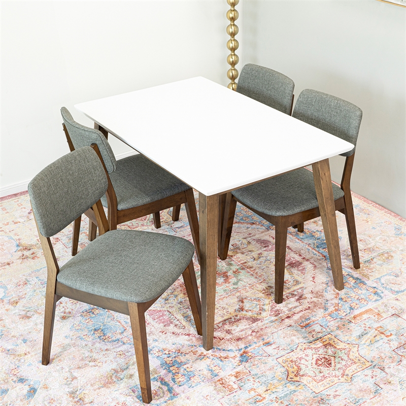Benson Modern Solid Wood Walnut Kitchen & Dining Room Table and Chairs for 4