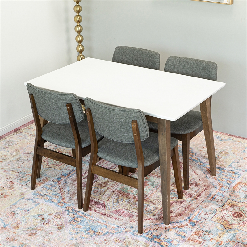 Benson Modern Solid Wood Walnut Kitchen & Dining Room Table and Chairs for 4