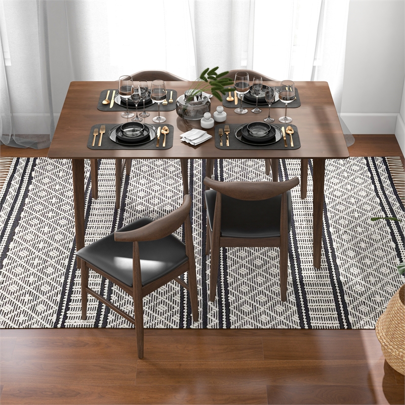 Aria Mid Century Modern Style Solid Wood Walnut Rectangular 59