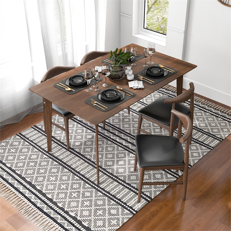 Aria Mid Century Modern Style Solid Wood Walnut Rectangular 59