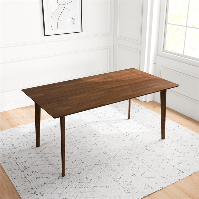Aria Mid Century Modern Style Solid Wood Walnut Rectangular 59