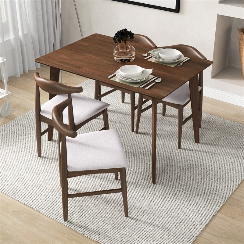 Aria Mid Century Modern Style Solid Wood Walnut Rectangular 47