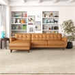 Ashcroft Elva Modern Top Leather Corner Sectional Couch in Brown