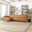 Ashcroft Elva Modern Top Leather Corner Sectional Couch in Brown