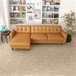 Ashcroft Elva Modern Top Leather Corner Sectional Couch in Brown