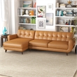 Ashcroft Elva Modern Top Leather Corner Sectional Couch in Brown