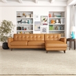 Elva Modern Living Room Top Leather Corner Sectional Couch in Tan