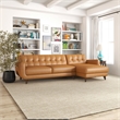 Elva Modern Living Room Top Leather Corner Sectional Couch in Tan
