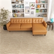 Elva Modern Living Room Top Leather Corner Sectional Couch in Tan