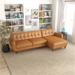 Elva Modern Living Room Top Leather Corner Sectional Couch in Tan