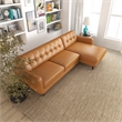 Elva Modern Living Room Top Leather Corner Sectional Couch in Tan