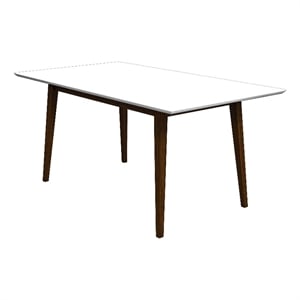 Imani Modern Style Solid Wood Walnut/White Top 63&quot Rectangular Dining Table