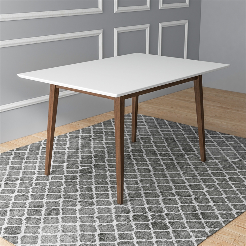 Imani Modern Style Solid Wood Walnut/White Top Rectangular Dining Table