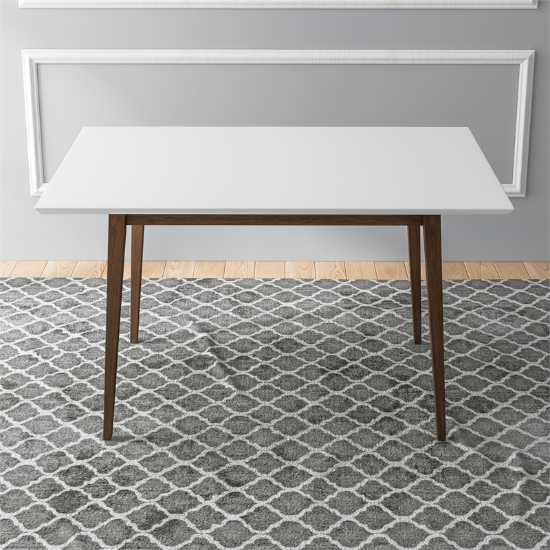Imani Modern Style Solid Wood Walnut/White Top Rectangular Dining Table