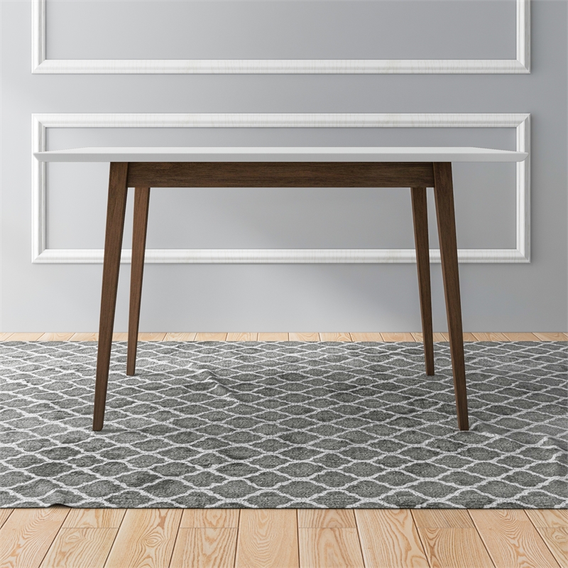 Imani Modern Style Solid Wood Walnut/White Top Rectangular Dining Table