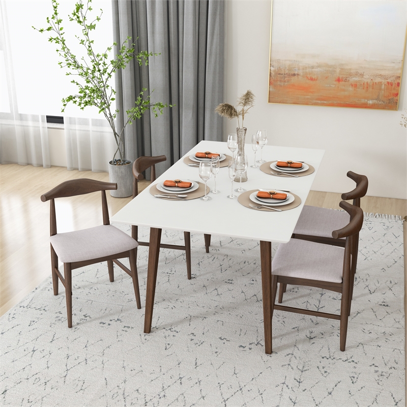 Imani Modern Style Solid Wood Walnut/White Top Rectangular Dining Table