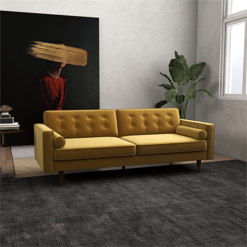 Harriet Mid Century Modern Furniture Style Gold Velvet Living Room Couch