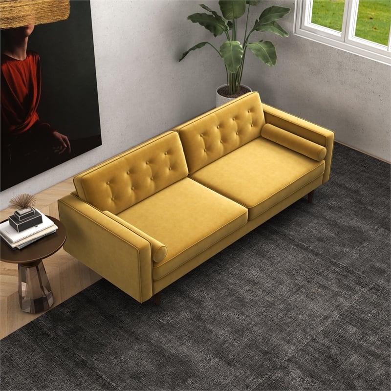 Harriet Mid Century Modern Furniture Style Gold Velvet Living Room Couch