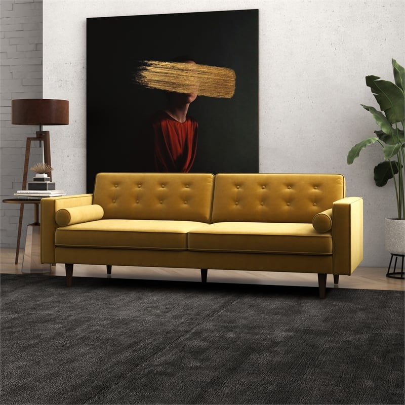 Harriet Mid Century Modern Furniture Style Gold Velvet Living Room Couch
