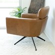 Abel Mid-Century Modern Tight Back Genuine Leather Swivel Chair in Tan