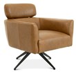 Abel Mid-Century Modern Tight Back Genuine Leather Swivel Chair in Tan